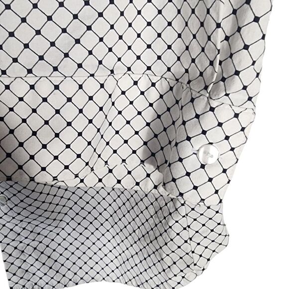 Worthington white and black geometric 3/4 sleeve button down top - Picture 7 of 11
